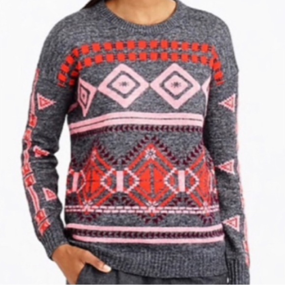 J.Crew Funky Abstract Fair Isle Sweater size Extra Small - Picture 2 of 6